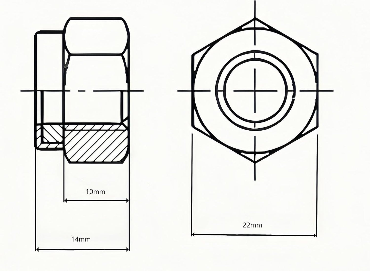 8 Tuercas Hexagonales M14 Acero Inox 304 Tono Plata