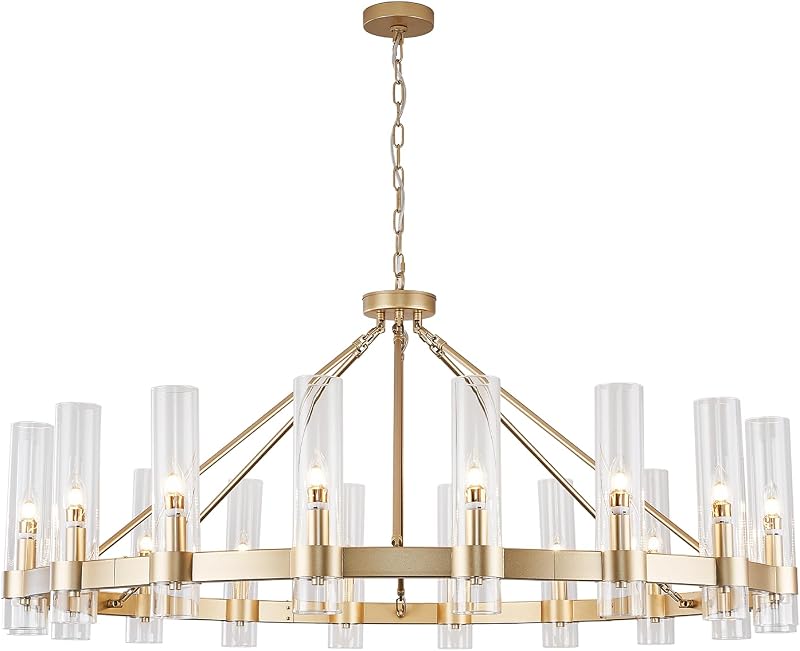 Lámpara araña vidrio dorado candelabro redondo para techo