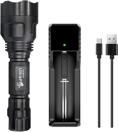 Linterna táctica LED 1000lm con cargador para emergencia camping