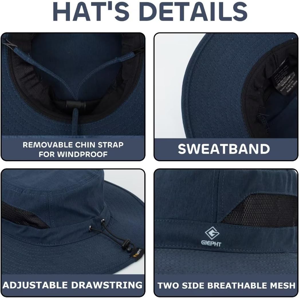 Sombrero pesca ala ancha UV SPF para hombre grande