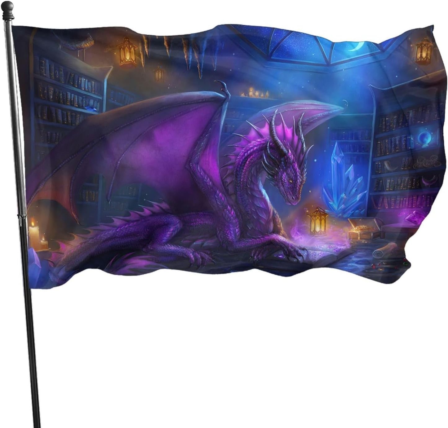 Bandera dragón morado 3x5ft decoración exterior