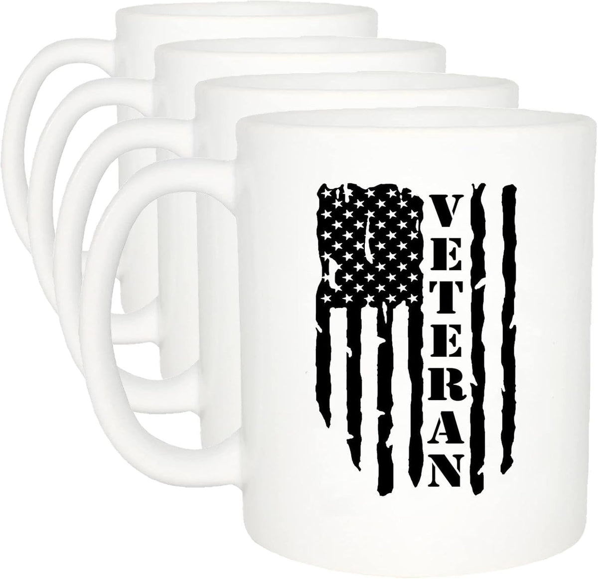 Set 4 Tazas Cafetera Bandera EE.UU. Militar para Veteranos