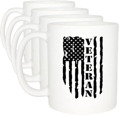 Set 4 Tazas Cafetera Bandera EE.UU. Militar para Veteranos