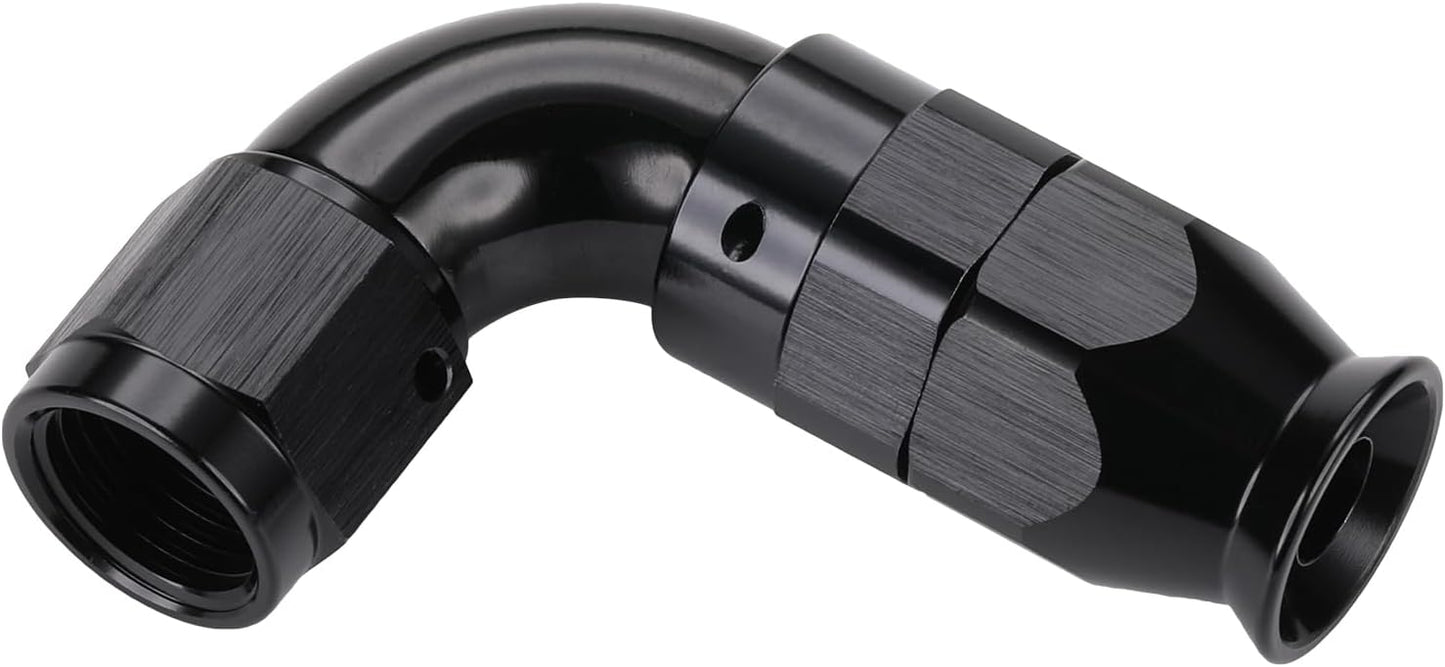 Manguera PTFE con codo giratorio 90° aluminio negro