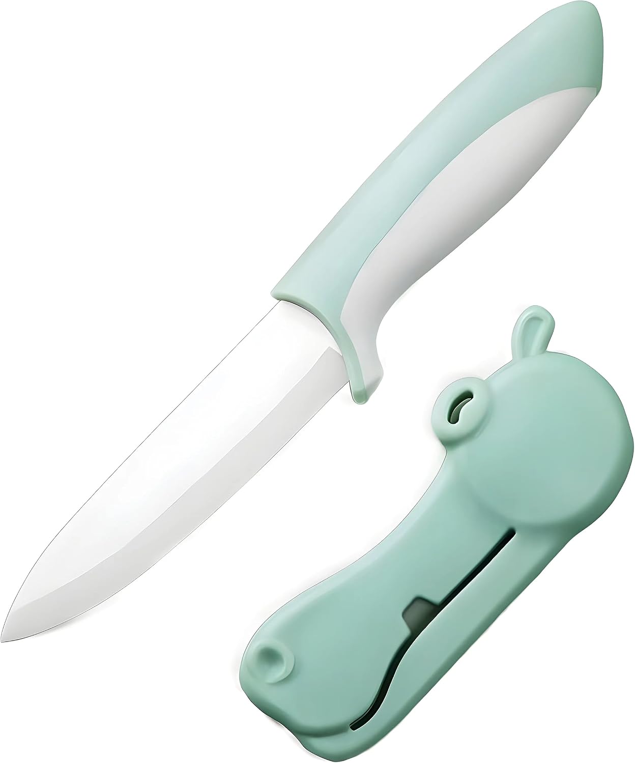 Cuchillo pelar cerámica 4pulg ergonómico con funda verde