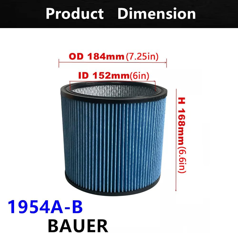 Cartucho HEPA repuesto para aspirador Bauer 6-16gal