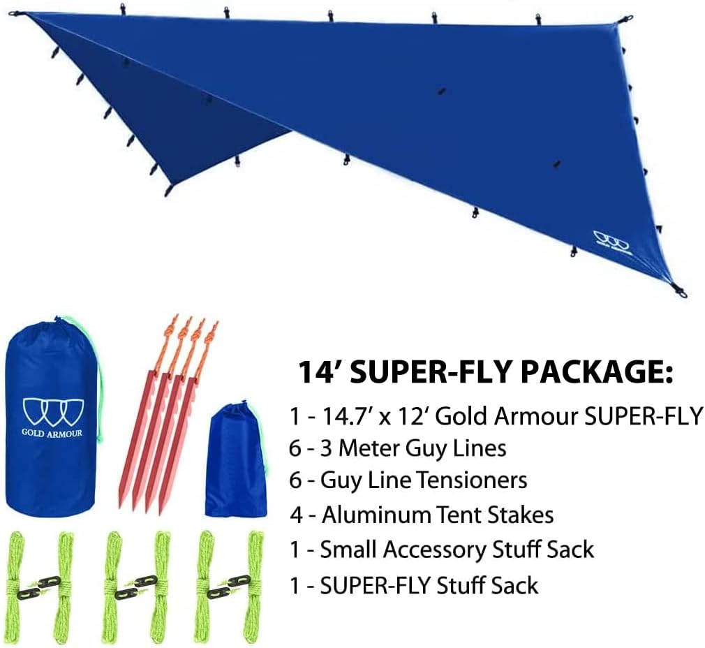 Hamaca lona toldo impermeable 14.7x12" campamento azul