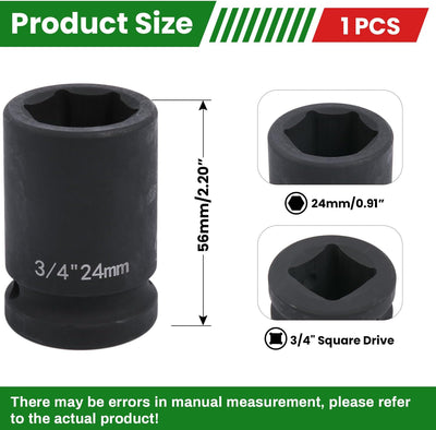 Enchufe impacto 3/4pulg acero cromo molibdeno 6 puntos camiones