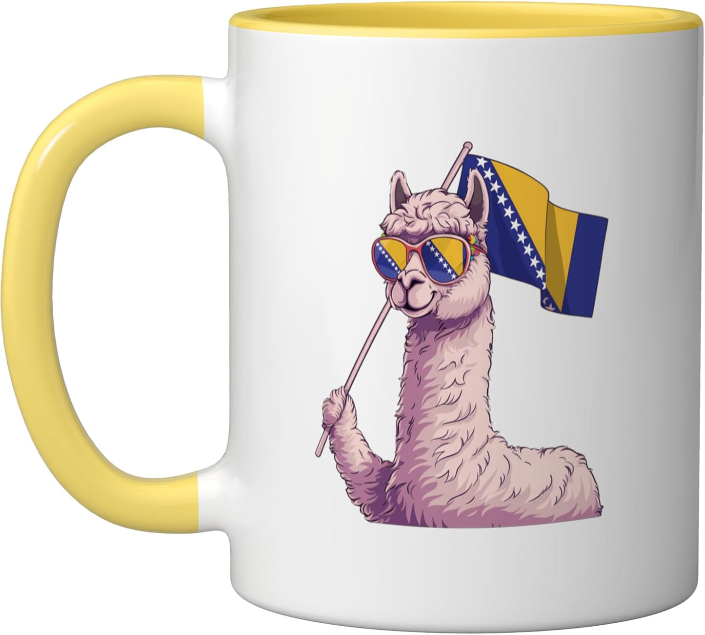 Taza Cerámica Bandera Bosnia Y Herzegovina Amarillo Blanco