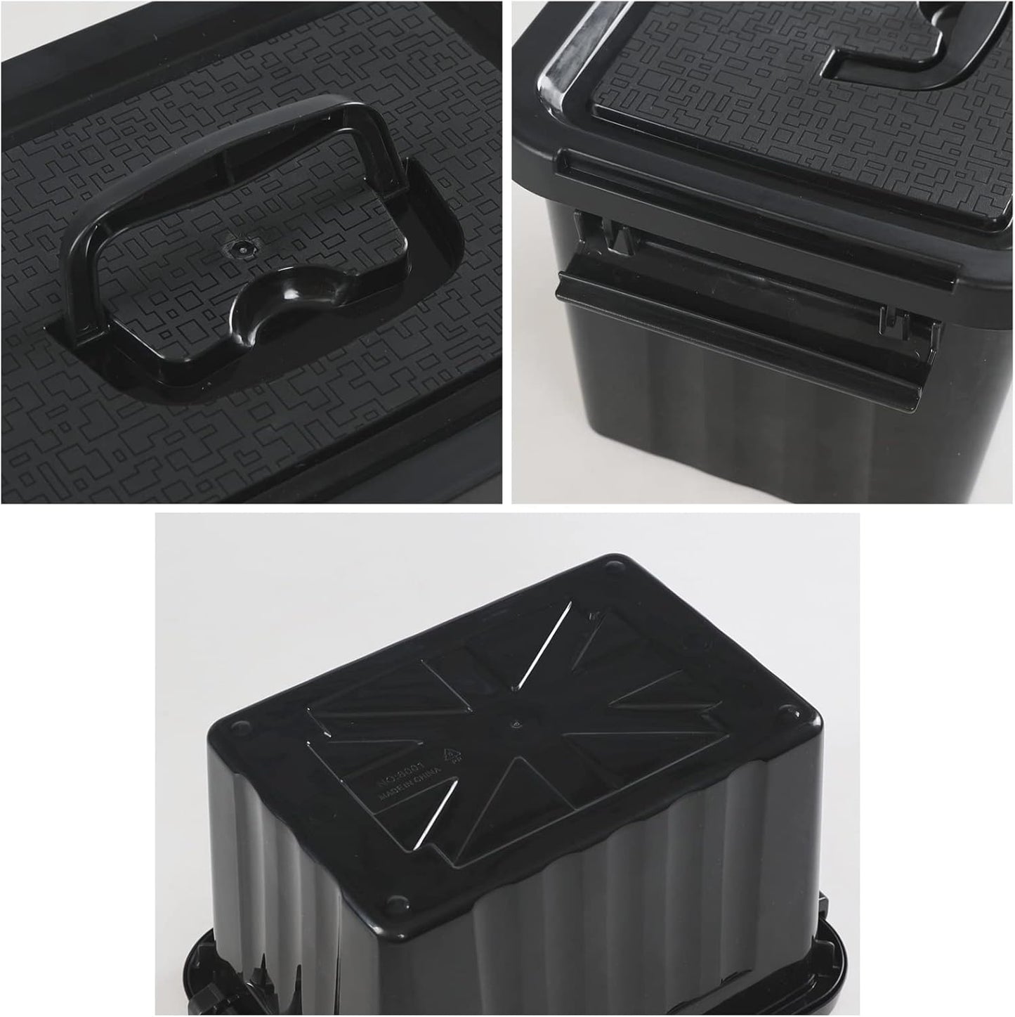 Contenedor plástico 6qt con asas negro 6 pzas