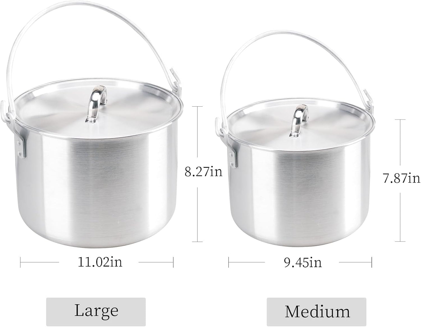 Set ollas aluminio anidadas con tapa 4L 8L 12L