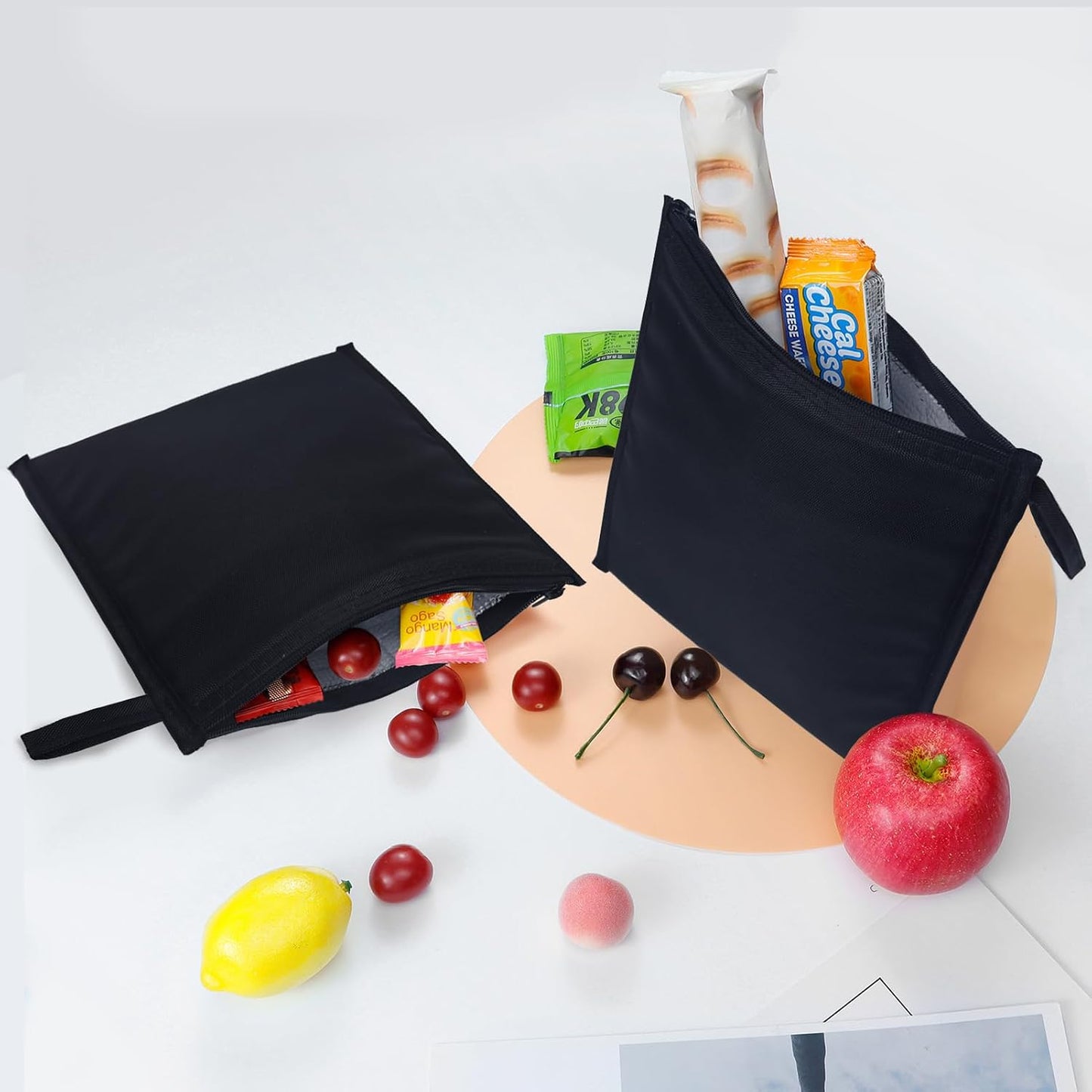 Bolsas reutilizables almuerzo aisladas 4 pzas negro