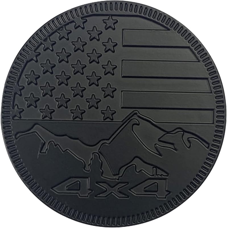 Emblema bandera EE.UU. 4x4 metal 3D para Jeep Wrangler negro mate