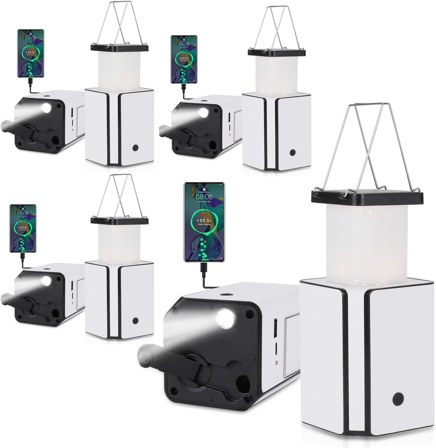 4 Linternas Solares LED Recargables con Carga Solar y