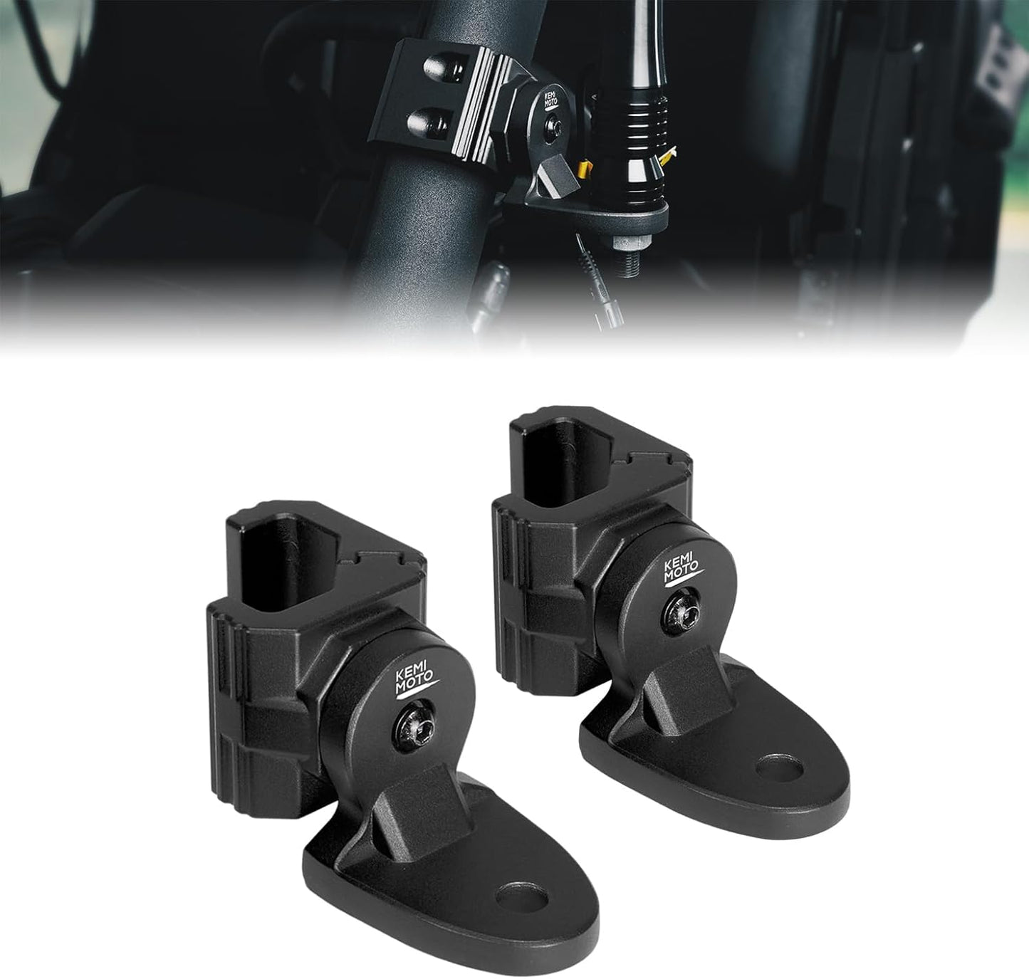 2 Soportes Luz UTV Antena CB Negro