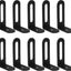 10 Soportes Ranurados en L Acero Inox 2.56x1.28pulg Negro