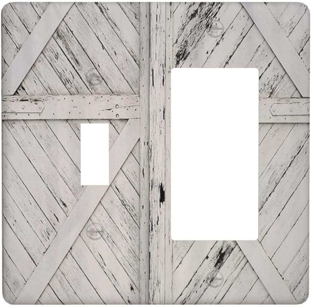 Placa interruptor 2 gang madera rústica gris blanco granja