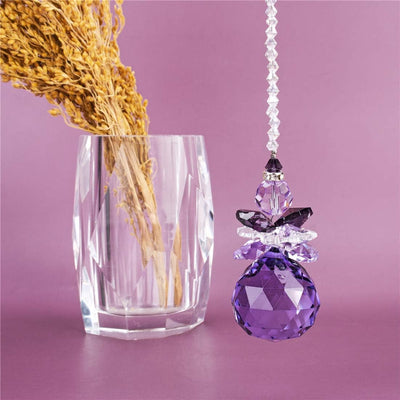 Colgador cristal ángel guardián arcoíris púrpura