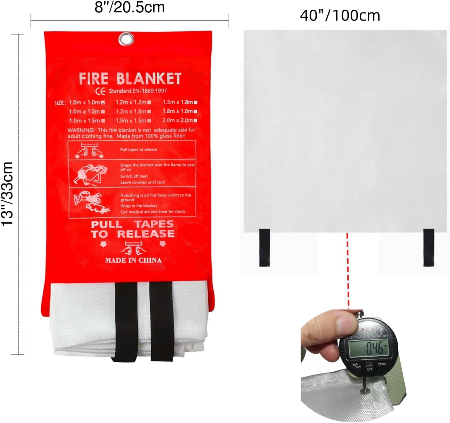 Manta fuego 40x40pulg reutilizable para emergencias cocina hogar