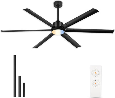 Ventilador techo 72pulg luz aluminio motor DC 6 vel rev cubierto
