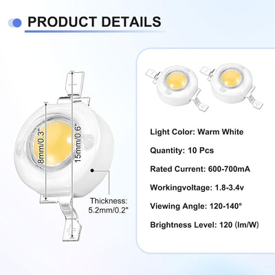Lámpara LED COB 1.8-3.4V 600-700ma 10 Pzas
