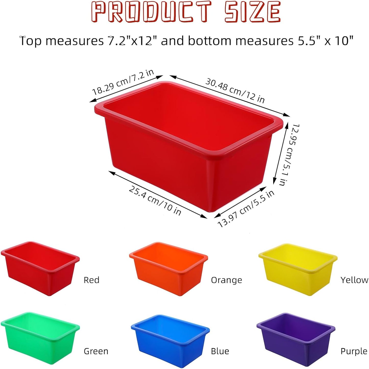 6 Cubos Almacenamiento Plástico Opacos Arcoíris 12x7.2x5.1"
