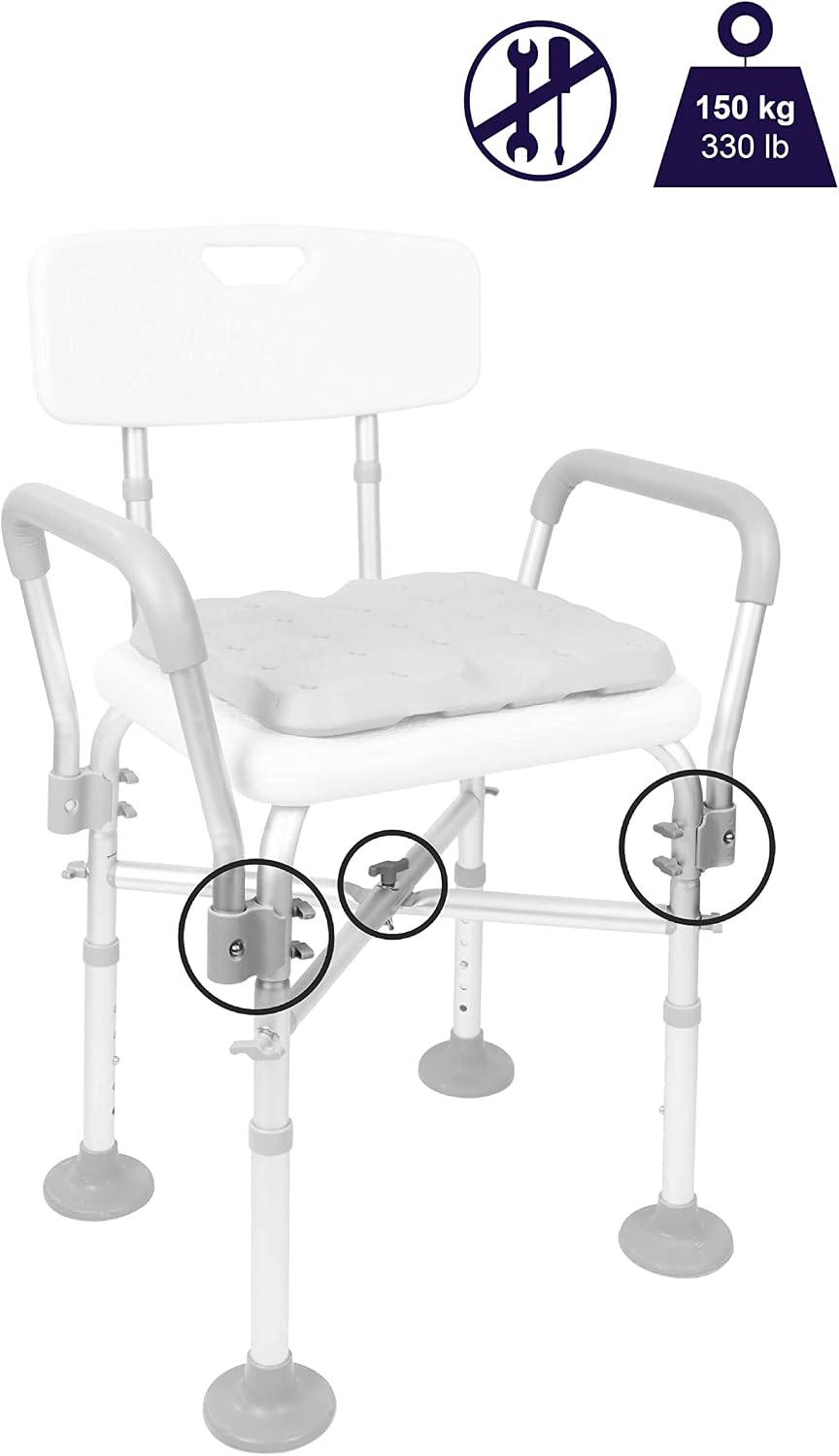 Silla ducha con brazos y espalda reforzada cojín