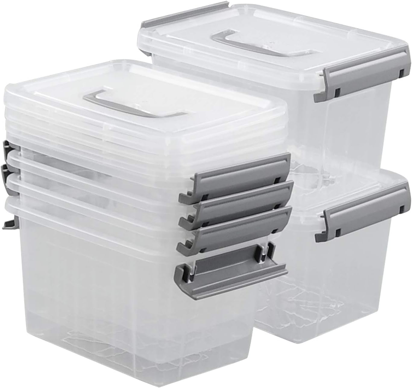 Contenedor plástico 3qt con tapa pestillo set 6 transparente