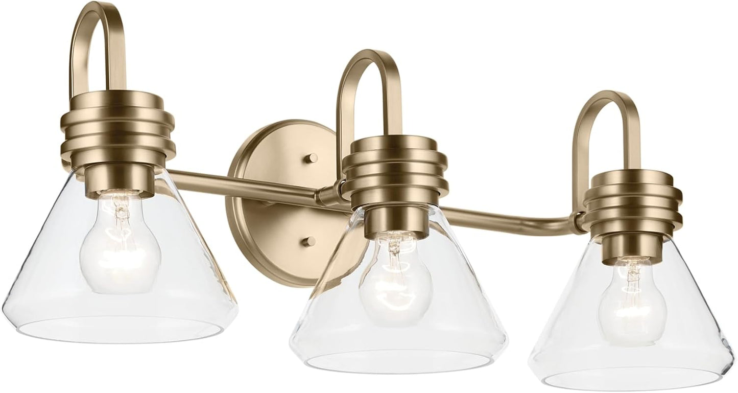 Lámpara tocador 3 luces bronce cristal 26pulg
