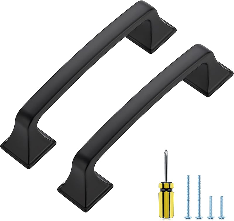 15 Manijas cocina 3-3/4" cuadradas negro sólidas