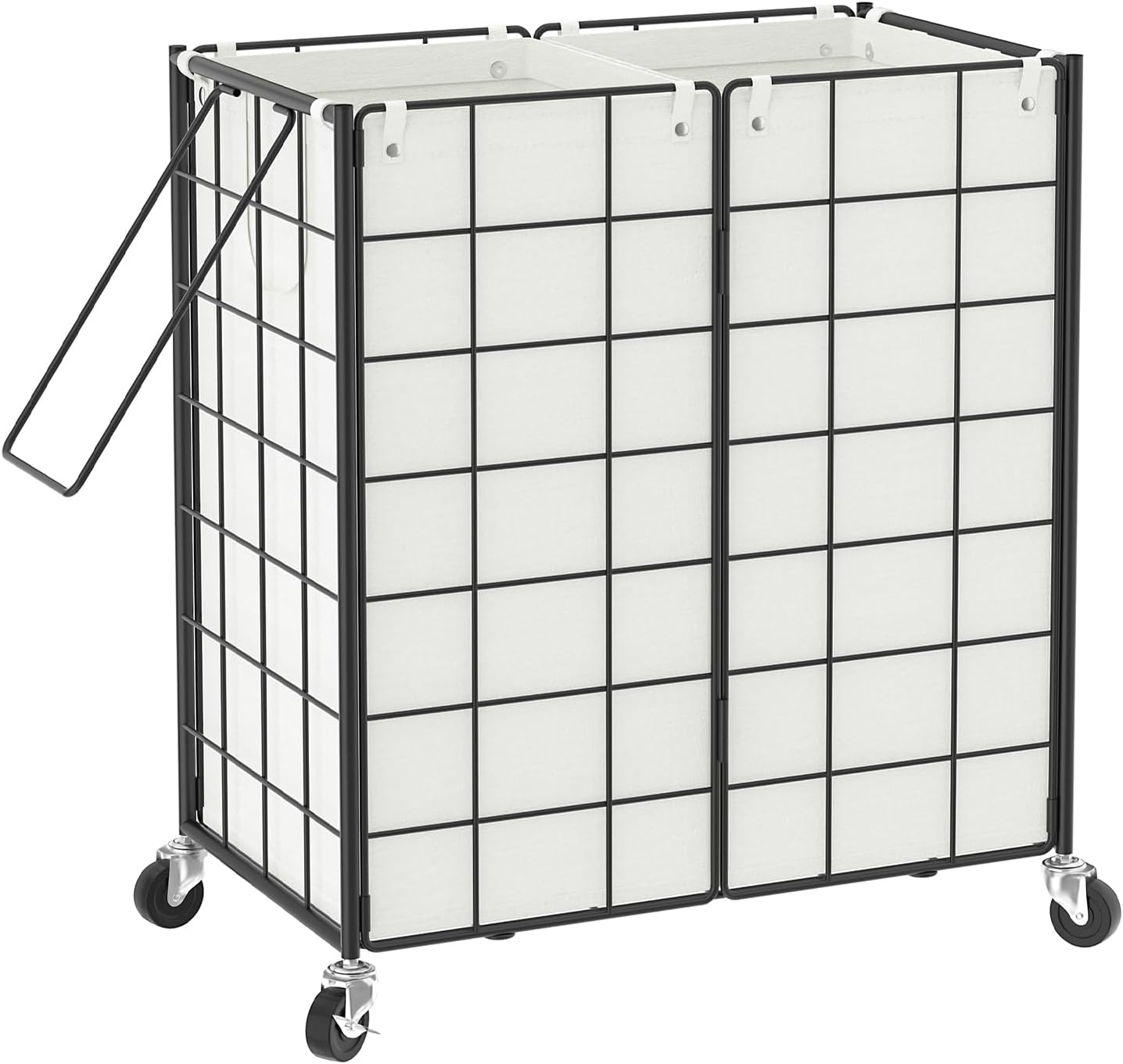 Cesta doble lavandería con ruedas 120L dormitorio