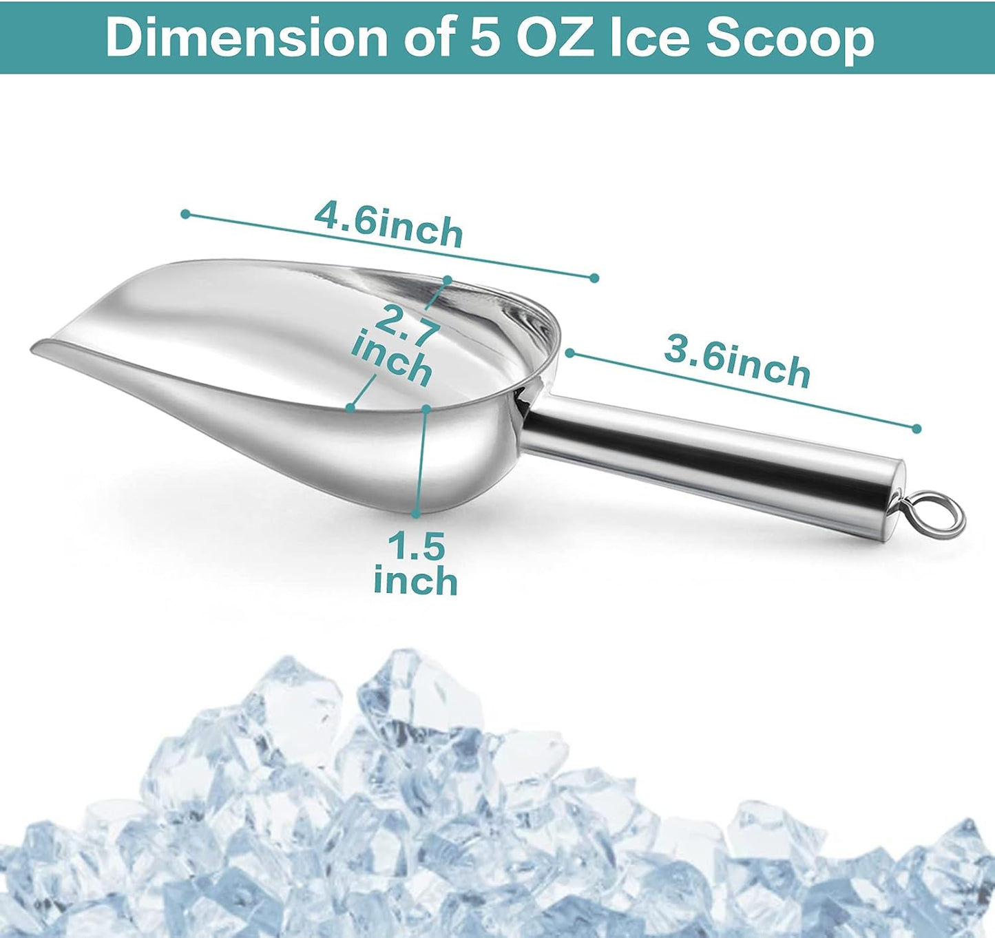 Cuchara hielo acero inox 5oz para dispensador cocina