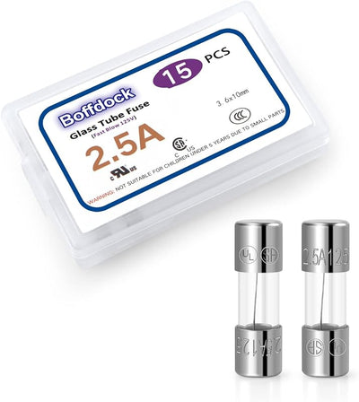 Fusible vidrio accion rapido 2.5A 125V 15 pzas para luces navidad