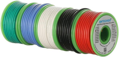 Kit cable silicona 16 awg 25pies rojo negro blanco azul verde