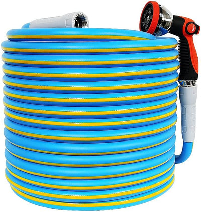 Manguera jardín 5/8pulg 50ft resistente con accesorios azul