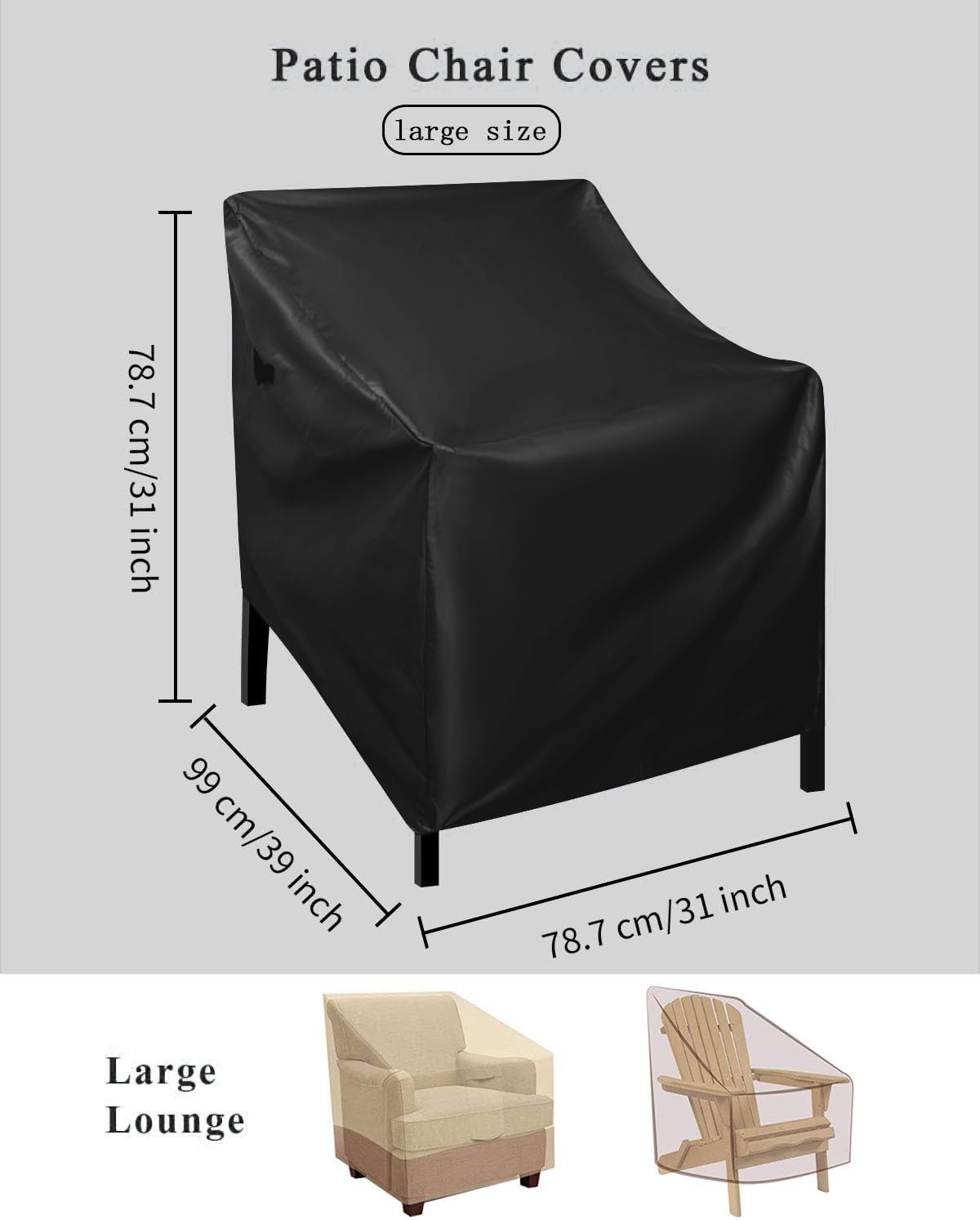 Fundas sillas patio impermeables tela Oxford 600D negro