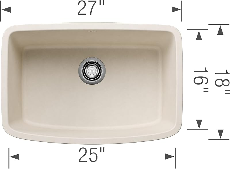 Fregadero cocina bajo montaje 27x18pulg Suave