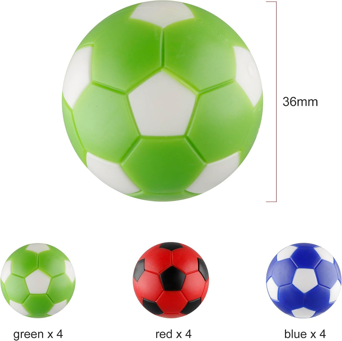 12 Pzas Bolas Futbolín 1.417pulg Multicolor
