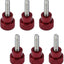 6 Pzas M4 x 0.591pulg Moleteados Aluminio Rojo