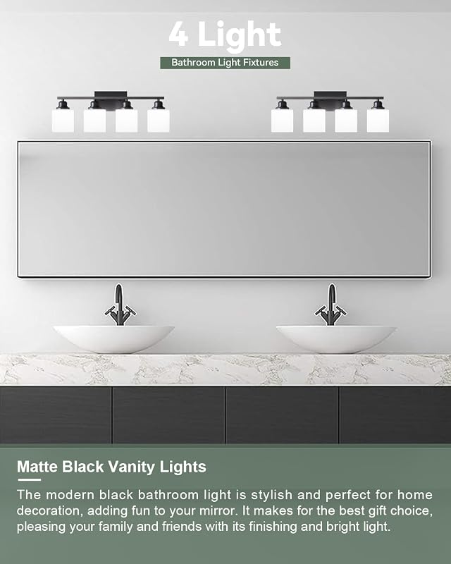 Accesorios iluminación tocador luz baño 4 luces E26 negro