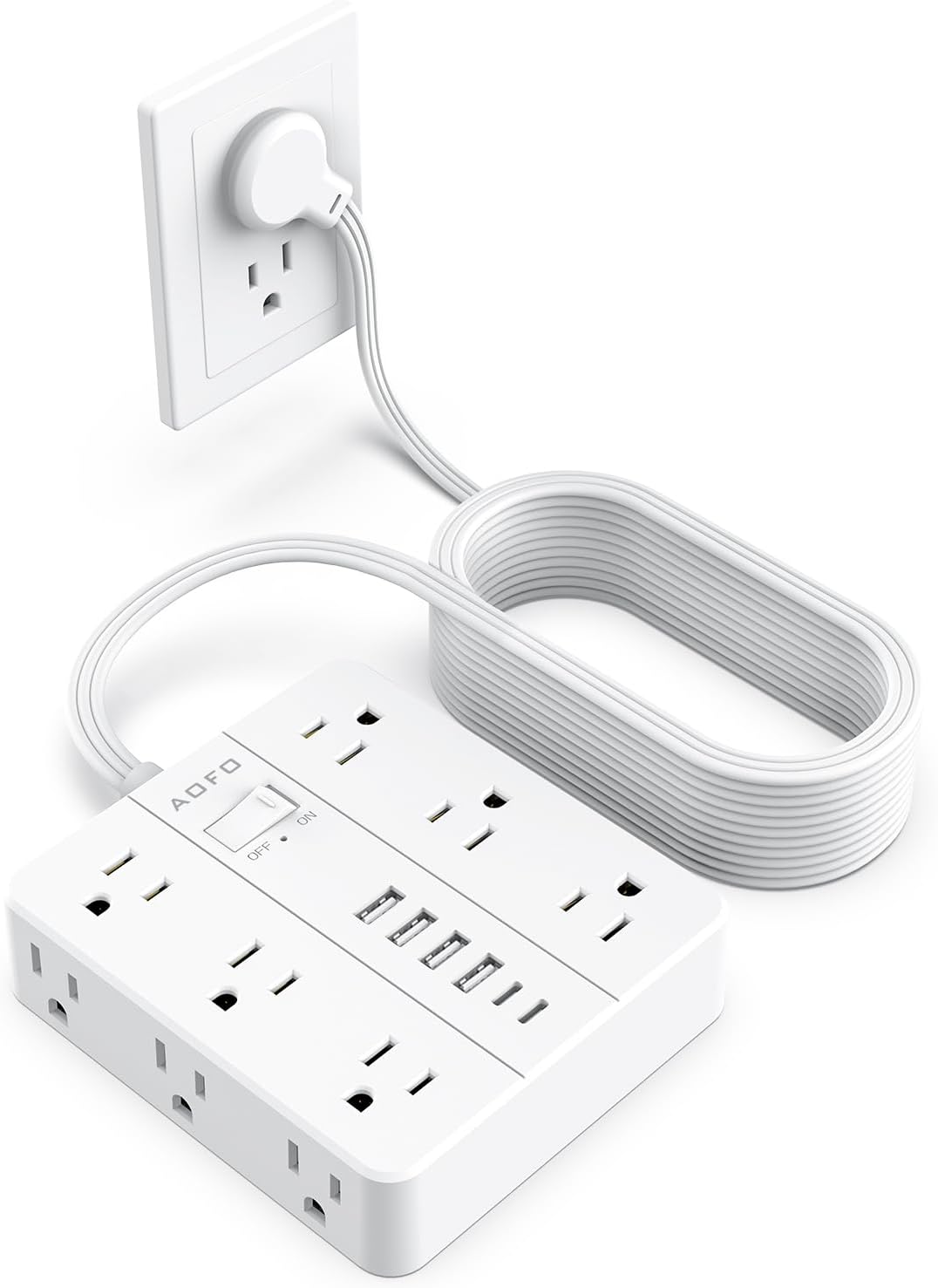 Regleta sobretensiones 20ft 12 salidas CA 6 puertos USB