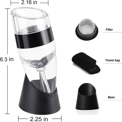 Vertedor aireador vino filtro mejora sabor acabado suave negro