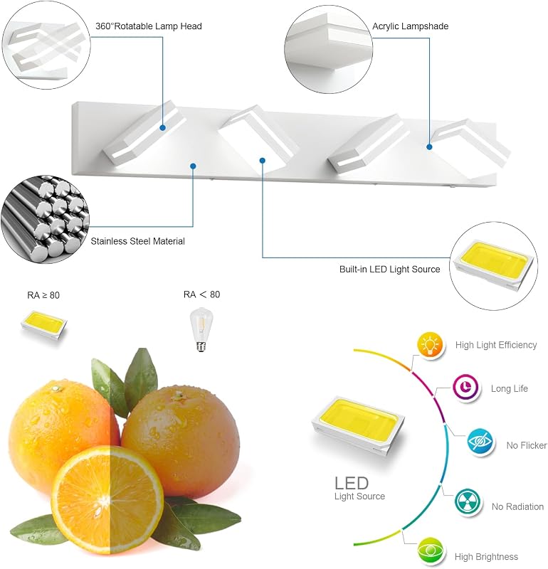 Lámpara LED baño 30" 5CCT regulable acrílico mate
