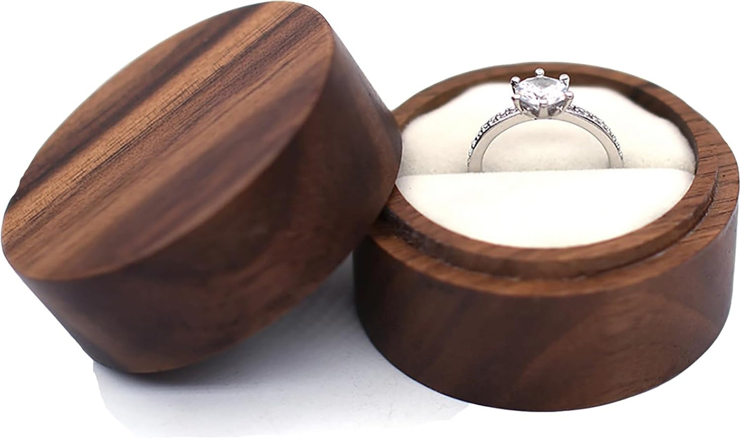 Caja madera anillos compromiso 2 ranuras elegante retro