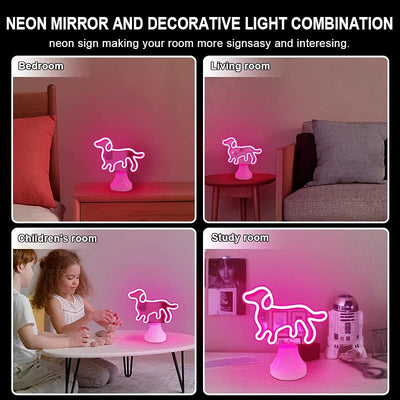 Letrero neón decoración habitación luz mesa espejo usb pilas