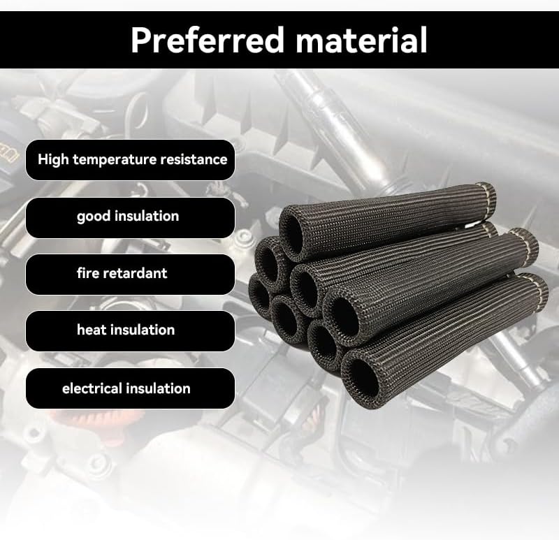 8 Fundas aislantes bujías 6pulg compatibles coche camión negro