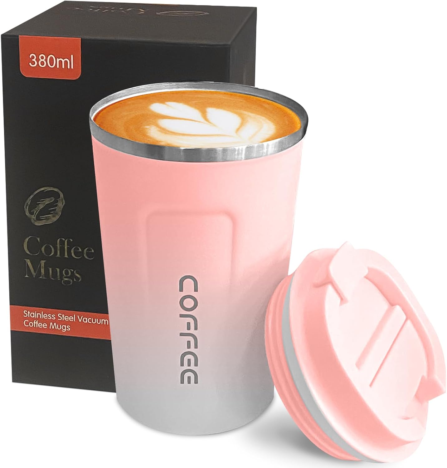 Taza café acero inox aislada portátil con tapa