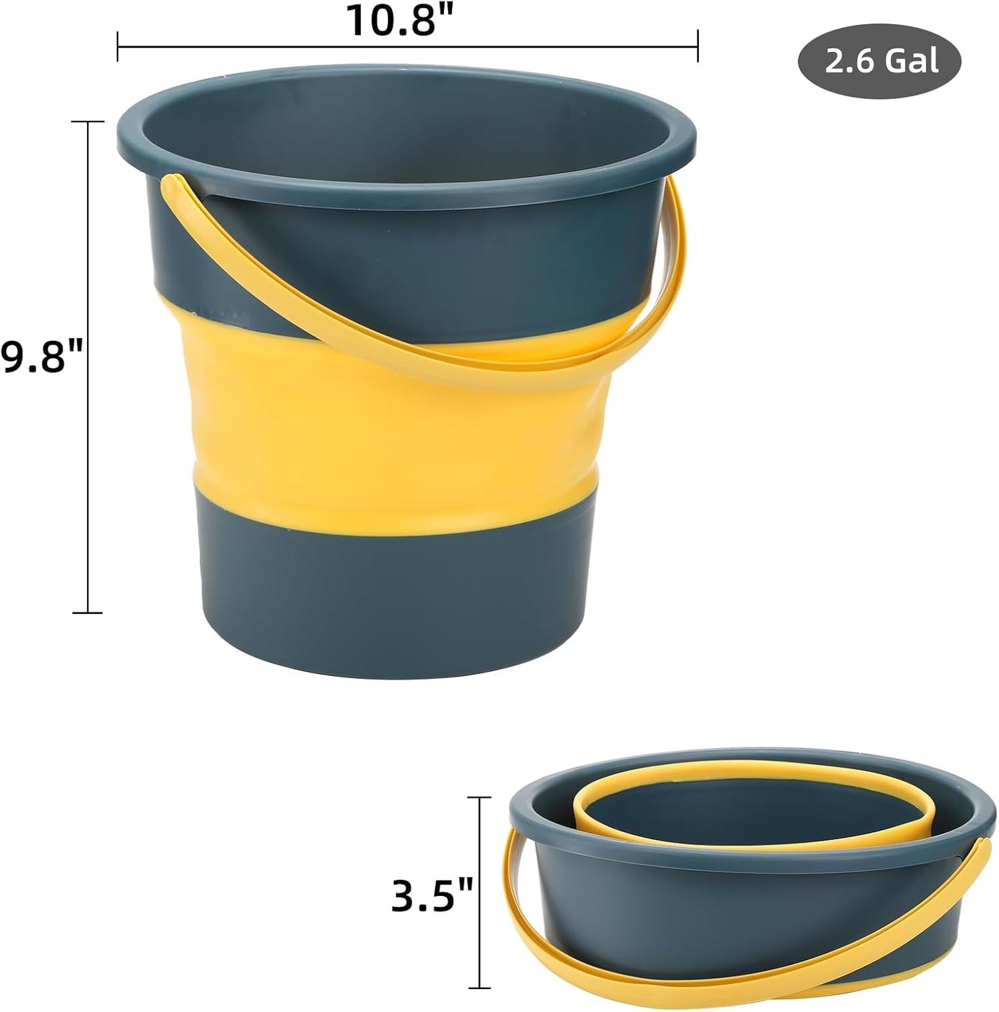 3 Cubos Plástico Plegables 2.6gal Asa Jardín Coche