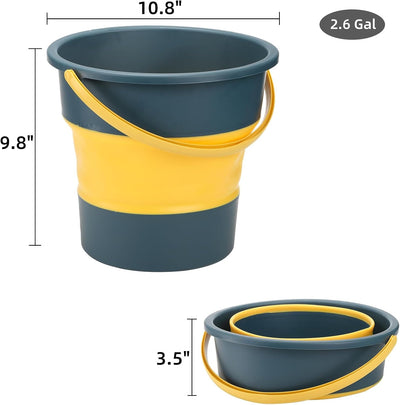 3 Cubos Plástico Plegables 2.6gal Asa Jardín Coche