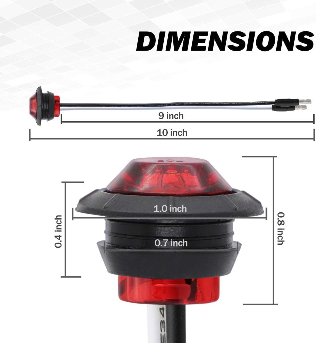 Luz indicadora LED roja botón marcador lateral 12V